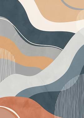 Abstract Wavy Landscape Art