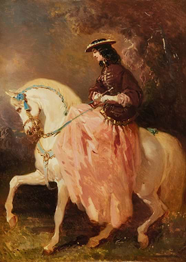 Woman Riding a White Horse