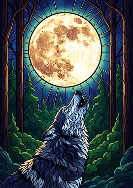 Wolf howling at the moon