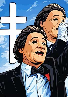 Two Men in Tuxedos with a Cross