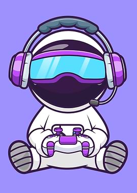 Astronaut Gamer with Controller