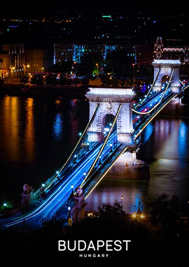 Budapest Chain Bridge at Night