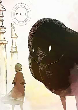 Gris game art with girl and bird