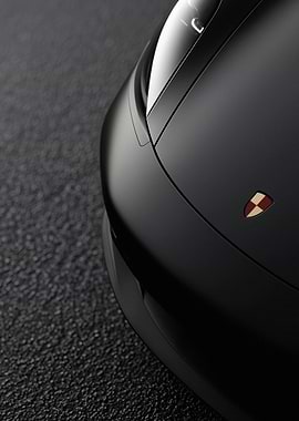 Matte Black Porsche Hood Emblem