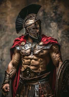Spartan Warrior with Shield and Cape