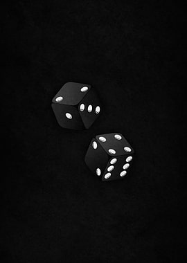 Two Black Dice on Black Surface
