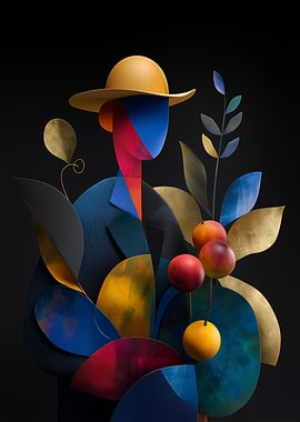 Abstract Figure with Fruit and Foliage