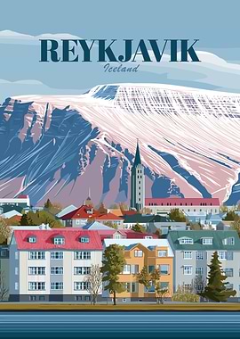 Reykjavik Iceland Vintage Poster