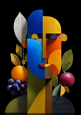 Abstract Fruit and Face Sculpture