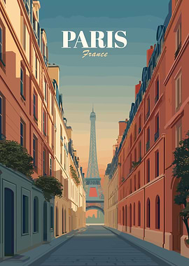 Paris Street Scene with Eiffel Tower