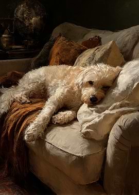 Dog resting on a couch