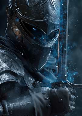 Knight with Glowing Frost Sword