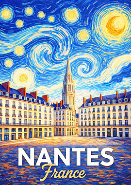 Nantes France Starry Night Painting