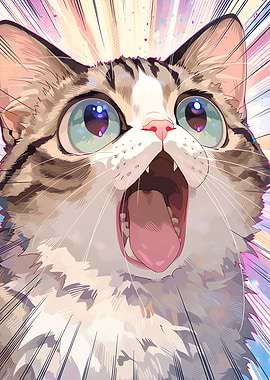 Surprised Cat with Big Eyes