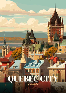Quebec City Vintage Travel Poster