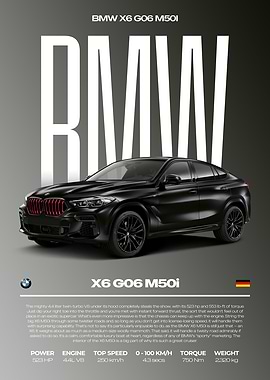 BMW X6 G06 M50i Car Poster