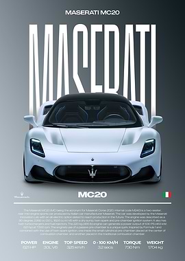 Maserati MC20 Car Poster
