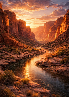 Canyon River at Sunset