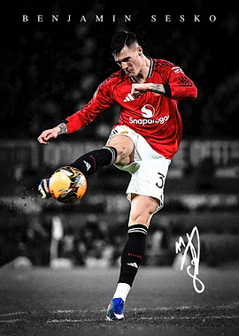 Benjamin Sesko Kicking a Soccer Ball