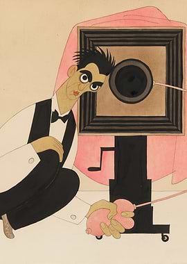 Man with Camera and Pink Drape