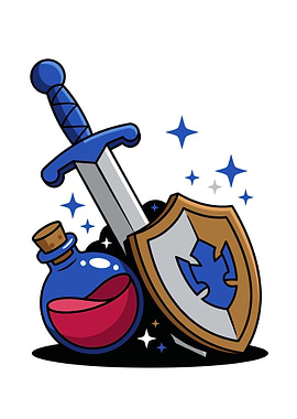 Fantasy RPG Sword, Shield, and Potion