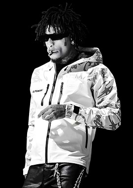 NBA YoungBoy in Camo Jacket and Sunglasses