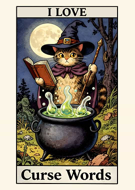 Funny Wizard Cat Brewing Potions
