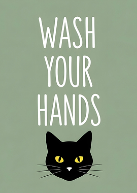 Wash Your Hands Cat Art