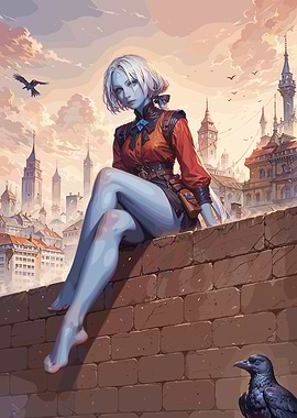 Blue skinned lock eyes