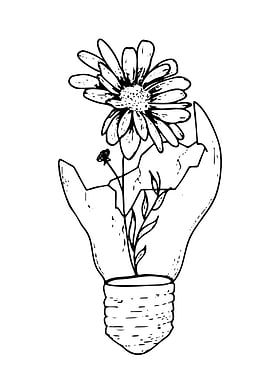Flower Growing from Broken Lightbulb