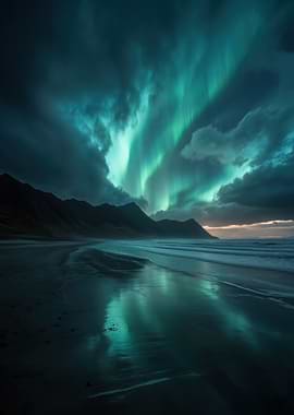 Aurora Borealis over a Beach
