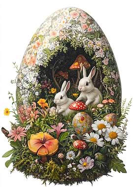 Easter Egg Garden with Bunnies