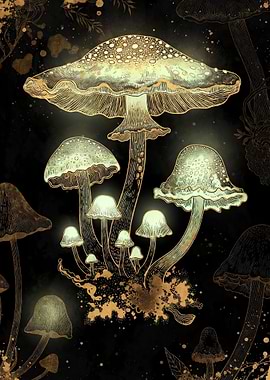 Mushrooms Enchanted Golden
