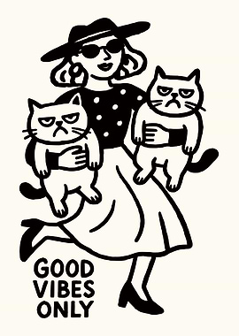 Woman with Grumpy Cats