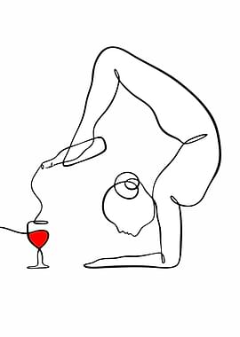 Yoga Pose with Wine