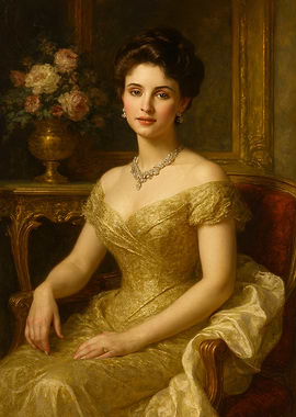 Elegant Woman in Gold Gown