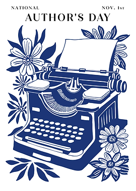 National Author's Day Typewriter Illustration
