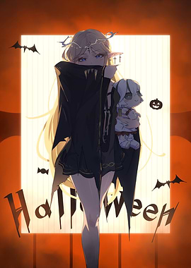 Anime Girl with Doll for Halloween