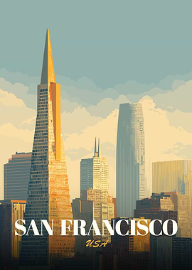 San Francisco Skyline Vintage Poster
