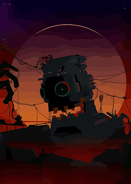 Giant Robot in a Post-Apocalyptic Landscape