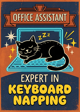Office Assistant Cat Expert in Keyboard Napping