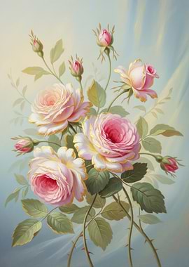 Pink Roses with Gold Edges