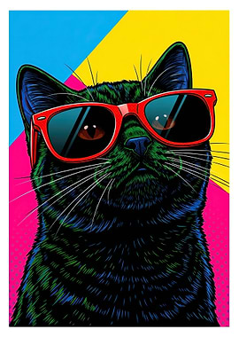 Cool Black Cat Wearing Sunglasses