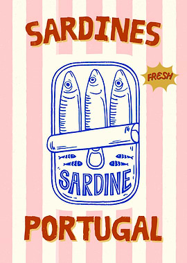 Sardines Portugal Vintage Poster Sardines Tin