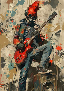 Skeleton Punk Rock Guitarist