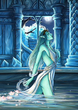 Sacred Temple - Onaya in moonlit Water