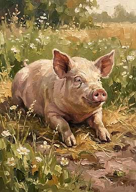 Piglet in a Field of Daisies
