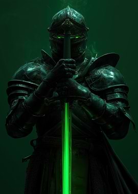 Knight with Glowing Green Sword