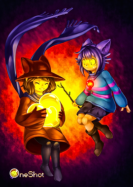 Niko and Frisk with Glowing Heart