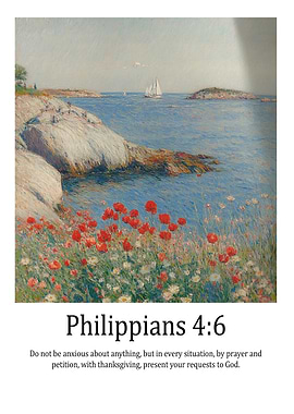 Philippians 4:6 Bible Verse with Seascape Painting